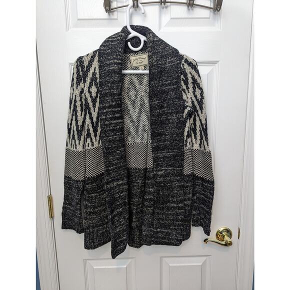 Lucky Brand Size S Cardigan Sweater Wool Southwest Boho Aztec Geometric Print - Picture 4 of 12